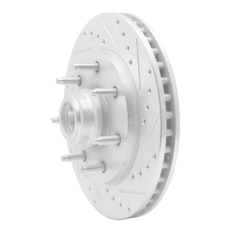 Ford F-150 Brake Rotor (1) - Front Right - R1 Concepts - Drilled & Slotted - Silver - `97-`04